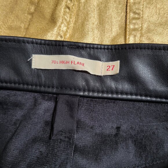 NWT Levi's 70's High Flare Faux Leather Black Pants Size 27 - Picture 11 of 14